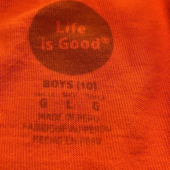 Boy’s Size L(10) Life is Good 100% Cotton Burnt Orange Football🏈 Themed T-shirt - Picture 3 of 6